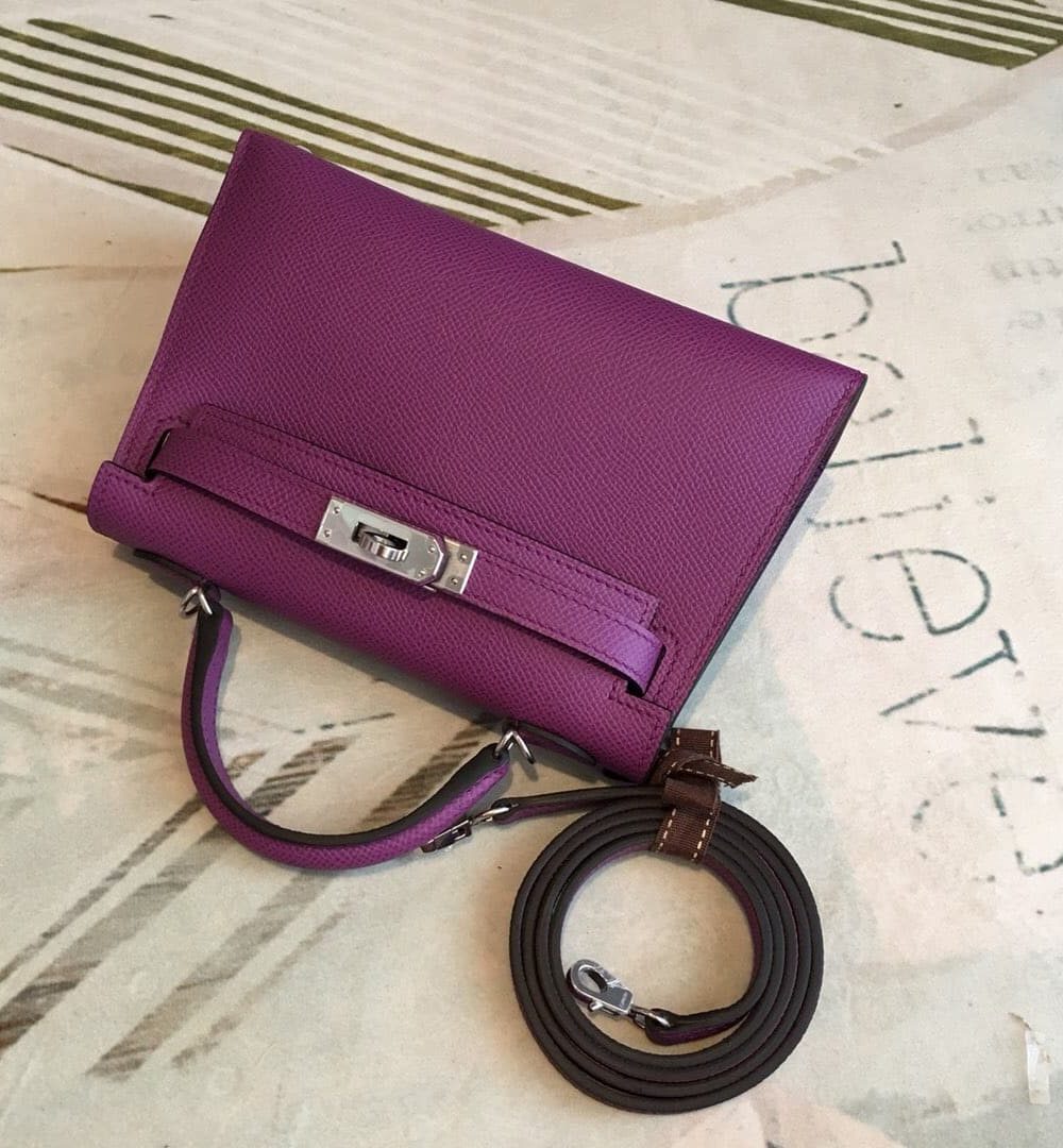 1:1 Replica Hermes Mini Kelly Violet For Women Silver Toned Hardware 7.5in/19cm