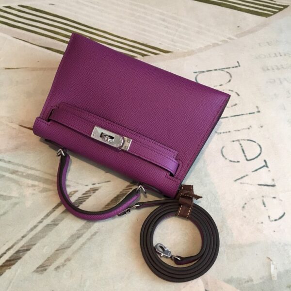 1:1 Replica Hermes Mini Kelly Violet For Women Silver Toned Hardware 7.5in/19cm
