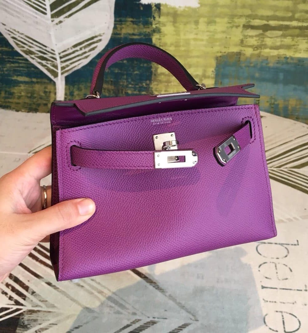 1:1 Replica Hermes Mini Kelly Violet For Women Silver Toned Hardware 7.5in/19cm