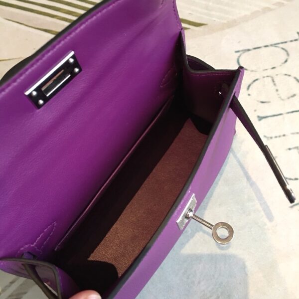 1:1 Replica Hermes Mini Kelly Violet For Women Silver Toned Hardware 7.5in/19cm