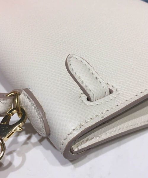 1:1 Replica Hermes Mini Kelly White For Women Gold Toned Hardware 7.5in/19cm