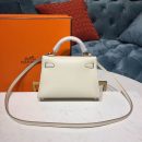 1:1 Replica Hermes Mini Kelly White For Women Gold Toned Hardware 7.5in/19cm