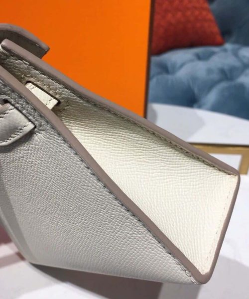 1:1 Replica Hermes Mini Kelly White For Women Gold Toned Hardware 7.5in/19cm