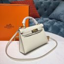 1:1 Replica Hermes Mini Kelly White For Women Gold Toned Hardware 7.5in/19cm