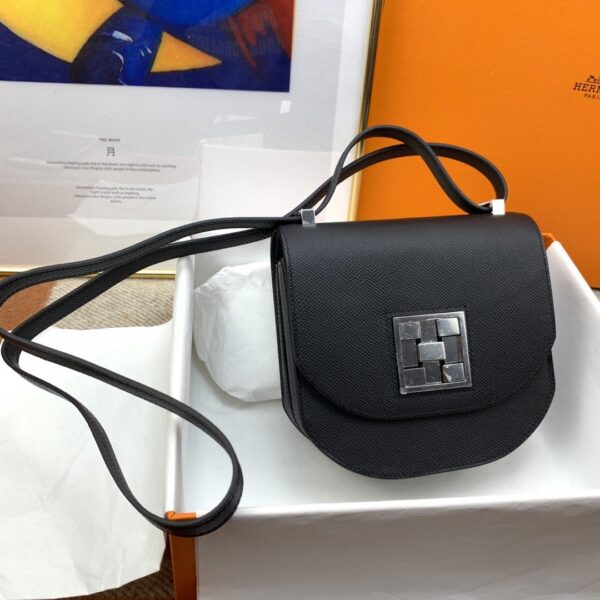1:1 Replica Hermes Mosaique 17 Black, Silver Toned Hardware Bag For Women, Women's Handbags, Shoulder Bags 6.7in/17cm