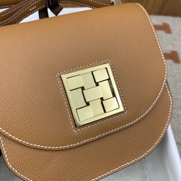 1:1 Replica Hermes Mosaique 17 Brown, Gold Toned Hardware Bag For Women, Women's Handbags, Shoulder Bags 6.7in/17cm