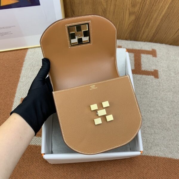 1:1 Replica Hermes Mosaique 17 Brown, Gold Toned Hardware Bag For Women, Women's Handbags, Shoulder Bags 6.7in/17cm
