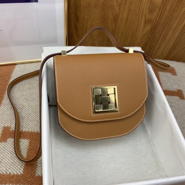 1:1 Replica Hermes Mosaique 17 Brown, Gold Toned Hardware Bag For Women, Women's Handbags, Shoulder Bags 6.7in/17cm
