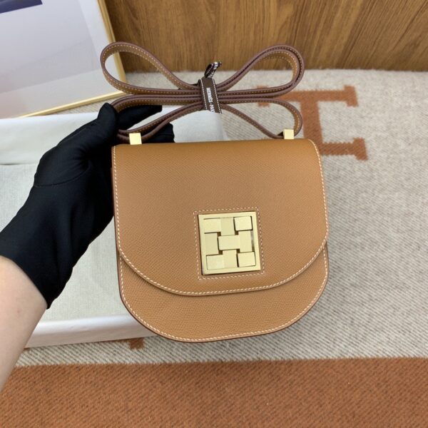 1:1 Replica Hermes Mosaique 17 Brown, Gold Toned Hardware Bag For Women, Women's Handbags, Shoulder Bags 6.7in/17cm