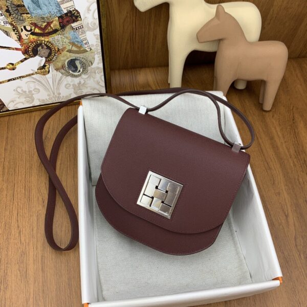 1:1 Replica Hermes Mosaique 17 Burgundy, Silver Toned Hardware Bag For Women, Women's Handbags, Shoulder Bags 6.7in/17cm