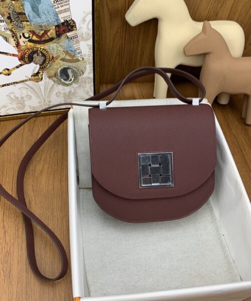 1:1 Replica Hermes Mosaique 17 Burgundy, Silver Toned Hardware Bag For Women, Women's Handbags, Shoulder Bags 6.7in/17cm