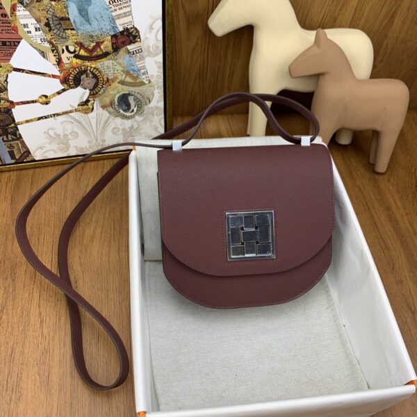 1:1 Replica Hermes Mosaique 17 Burgundy, Silver Toned Hardware Bag For Women, Women's Handbags, Shoulder Bags 6.7in/17cm