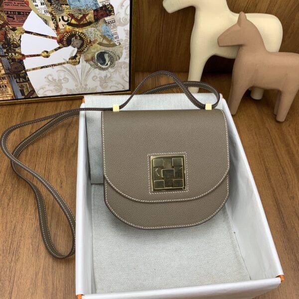 1:1 Replica Hermes Mosaique 17 Grey, Gold Toned Hardware Bag For Women, Women's Handbags, Shoulder Bags 6.7in/17cm
