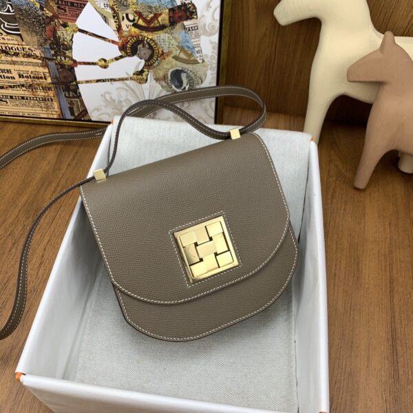 1:1 Replica Hermes Mosaique 17 Grey, Gold Toned Hardware Bag For Women, Women's Handbags, Shoulder Bags 6.7in/17cm
