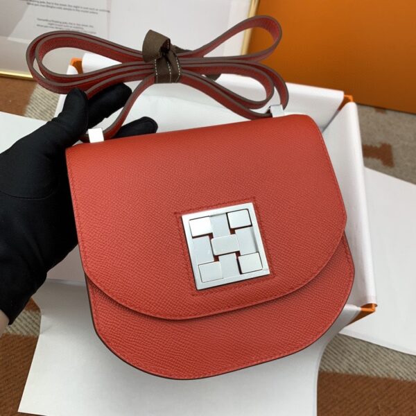 1:1 Replica Hermes Mosaique 17 Red, Silver Toned Hardware Bag For Women, Women's Handbags, Shoulder Bags 6.7in/17cm