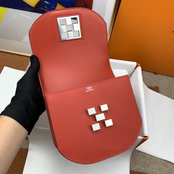 1:1 Replica Hermes Mosaique 17 Red, Silver Toned Hardware Bag For Women, Women's Handbags, Shoulder Bags 6.7in/17cm