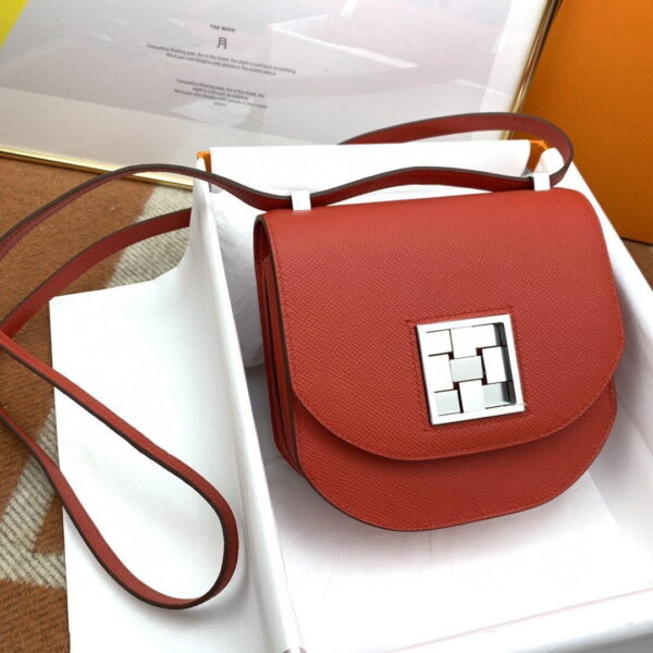 1:1 Replica Hermes Mosaique 17 Red, Silver Toned Hardware Bag For Women, Women's Handbags, Shoulder Bags 6.7in/17cm