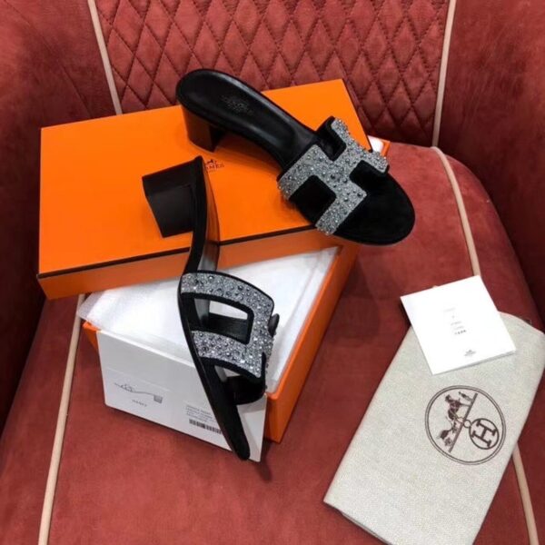 Hermes Oasis Sandal Black For Women, Women's Shoes H192001Z 52370
