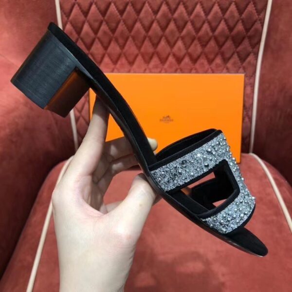 Hermes Oasis Sandal Black For Women, Women's Shoes H192001Z 52370
