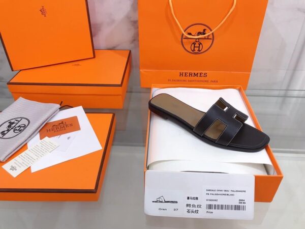 Hermes Oran Sandal Black For Women, Women's Shoes H021056Z
