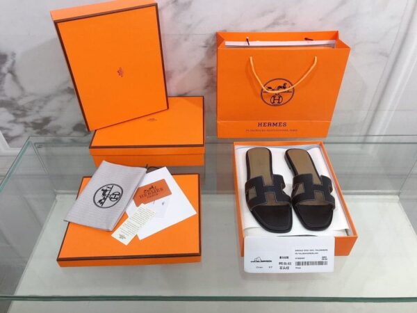 Hermes Oran Sandal Black For Women, Women's Shoes H021056Z