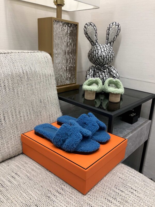 Hermes  Oran Sandal Blue For Women
