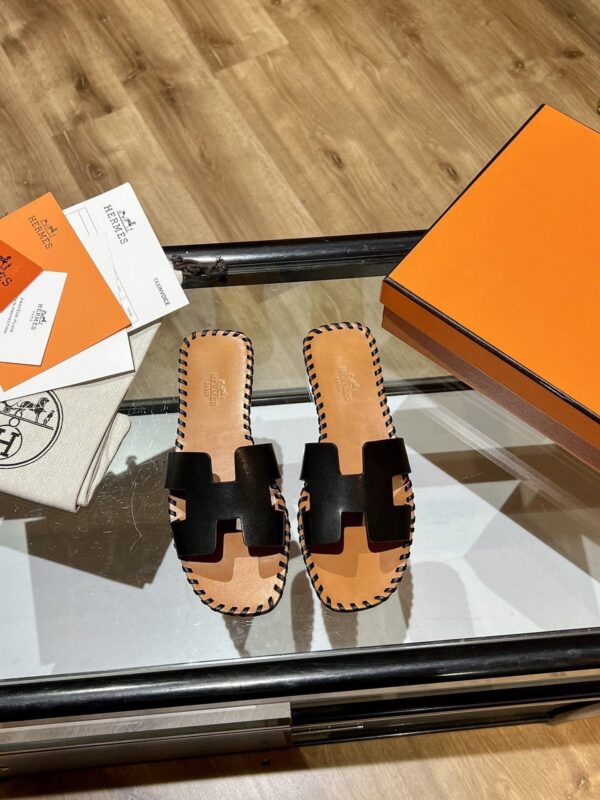 Hermes Oran Sandal Brown/Black For Women, Women's Shoes