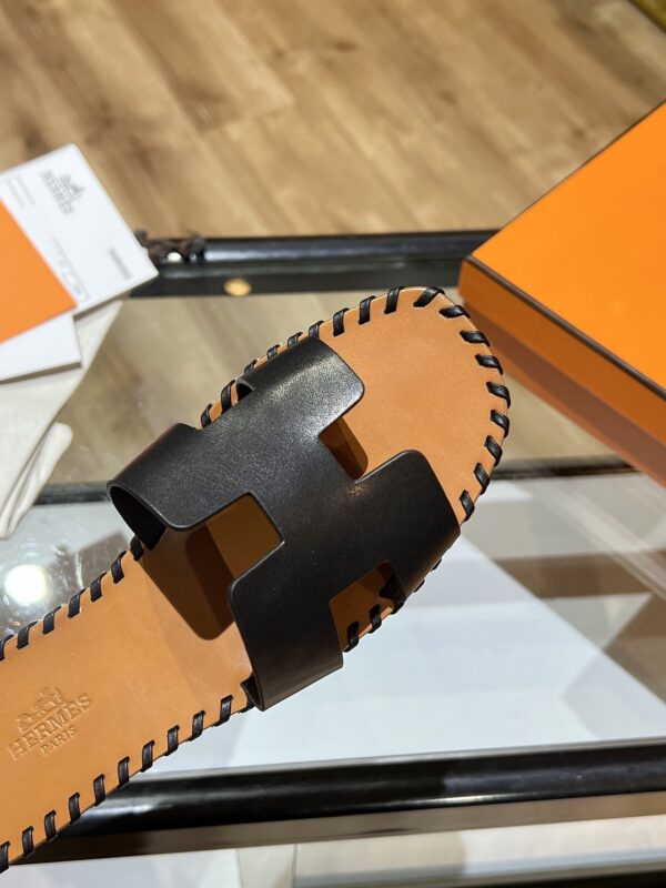 Hermes Oran Sandal Brown/Black For Women, Women's Shoes