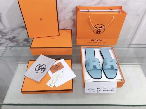 Hermes Oran Sandal Light Blue For Women, Women's Shoes H202230Z