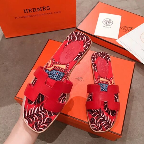 Hermes Oran Sandal Multicolor/Red For Women, Women's Shoes H211170Z