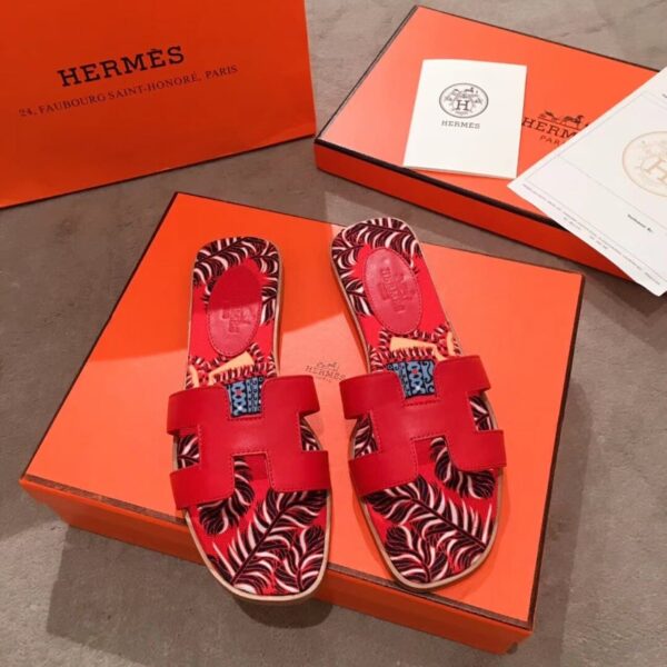 Hermes Oran Sandal Multicolor/Red For Women, Women's Shoes H211170Z