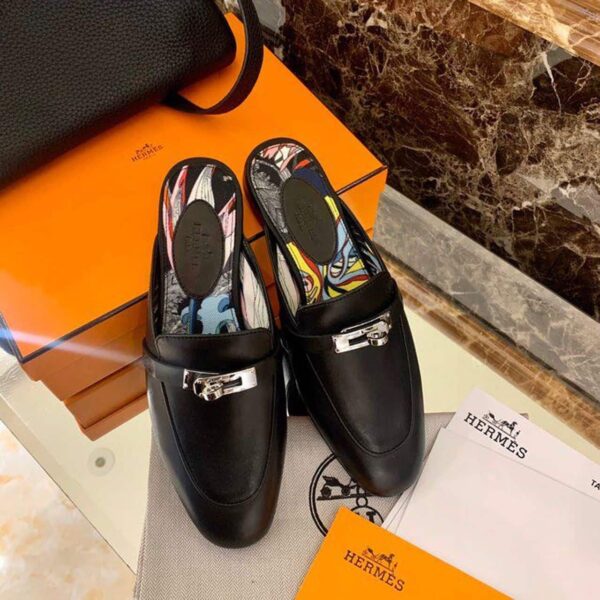 Hermes Oz Mule Black For Women, Women's Shoes H201075Z 02390