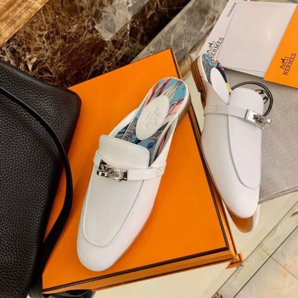 Hermes Oz Mule White For Women, Women's Shoes H201075Z