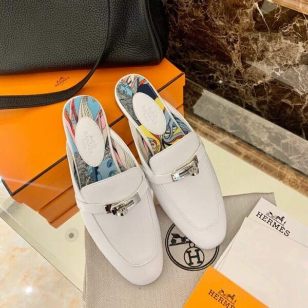 Hermes Oz Mule White For Women, Women's Shoes H201075Z