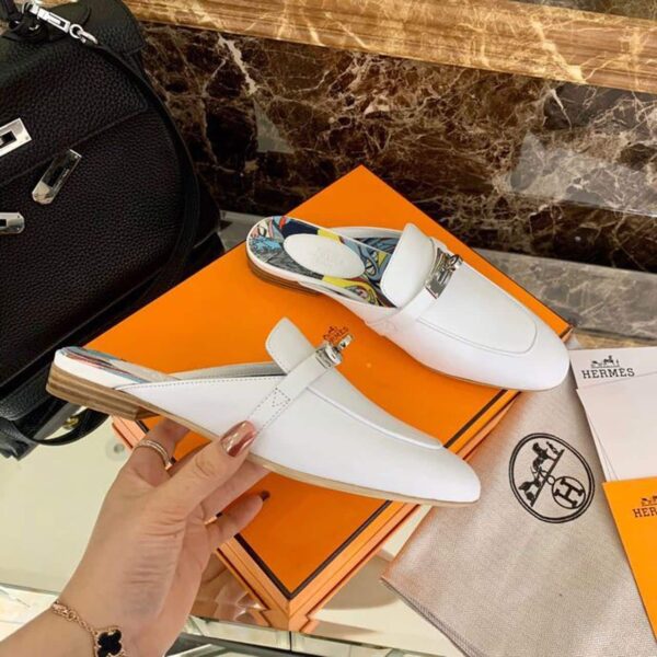 Hermes Oz Mule White For Women, Women's Shoes H201075Z