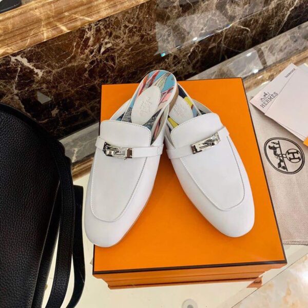 Hermes Oz Mule White For Women, Women's Shoes H201075Z