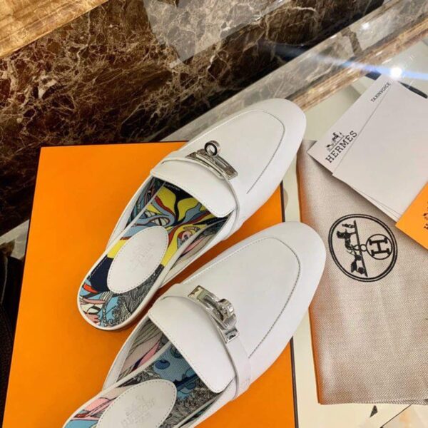 Hermes Oz Mule White For Women, Women's Shoes H201075Z