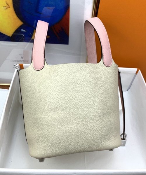 1:1 Replica Hermes Picotin Lock 18 Bag Beige/Pink With Silver-Toned Hardware For Women, Women's Handbags 7.1in/18cm