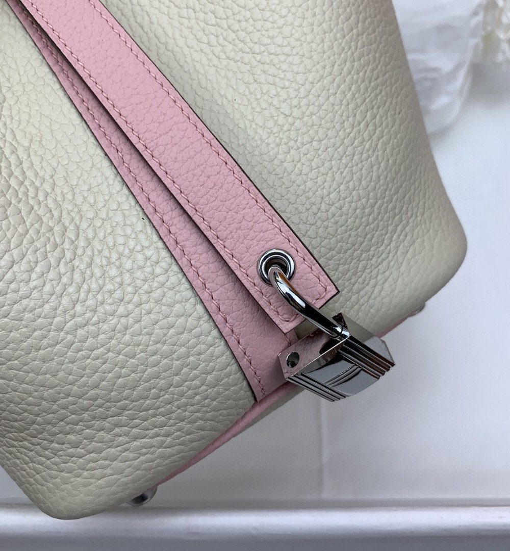 1:1 Replica Hermes Picotin Lock 18 Bag Beige/Pink With Silver-Toned Hardware For Women, Women's Handbags 7.1in/18cm