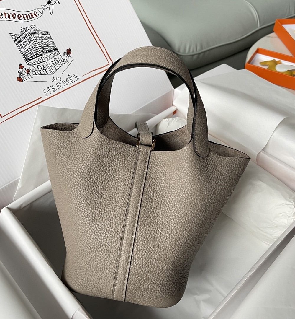 1:1 Replica Hermes Picotin Lock 18 Bag Greige For Women, Women's Handbags 7.1in/18cm