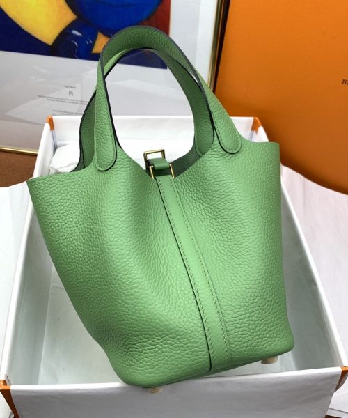 1:1 Replica Hermes Picotin Lock 18 Bag Light Green With Gold-Toned Hardware For Women, Women's Handbags 7.1in/18cm