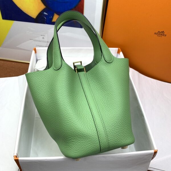 1:1 Replica Hermes Picotin Lock 18 Bag Light Green With Gold-Toned Hardware For Women, Women's Handbags 7.1in/18cm