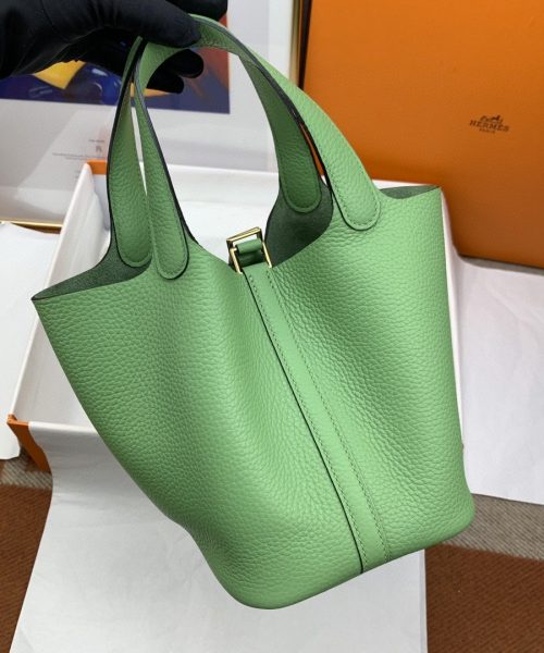 1:1 Replica Hermes Picotin Lock 18 Bag Light Green With Gold-Toned Hardware For Women, Women's Handbags 7.1in/18cm