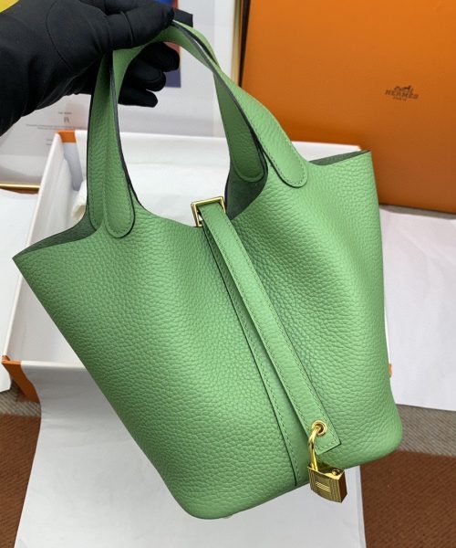 1:1 Replica Hermes Picotin Lock 18 Bag Light Green With Gold-Toned Hardware For Women, Women's Handbags 7.1in/18cm
