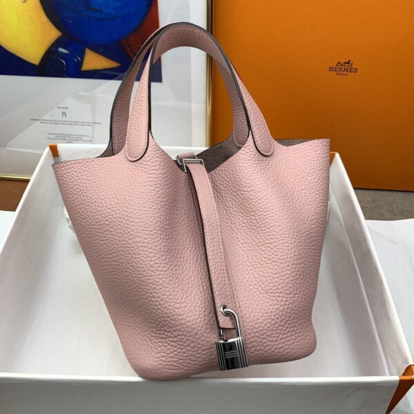 1:1 Replica Hermes Picotin Lock 18 Bag Light Pink With Silver-Toned Hardware For Women, Women's Handbags 7.1in/18cm
