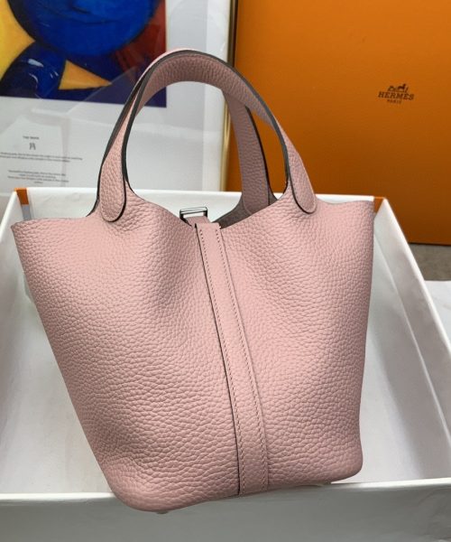 1:1 Replica Hermes Picotin Lock 18 Bag Light Pink With Silver-Toned Hardware For Women, Women's Handbags 7.1in/18cm