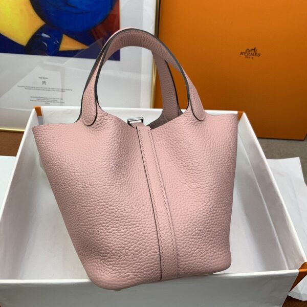 1:1 Replica Hermes Picotin Lock 18 Bag Light Pink With Silver-Toned Hardware For Women, Women's Handbags 7.1in/18cm