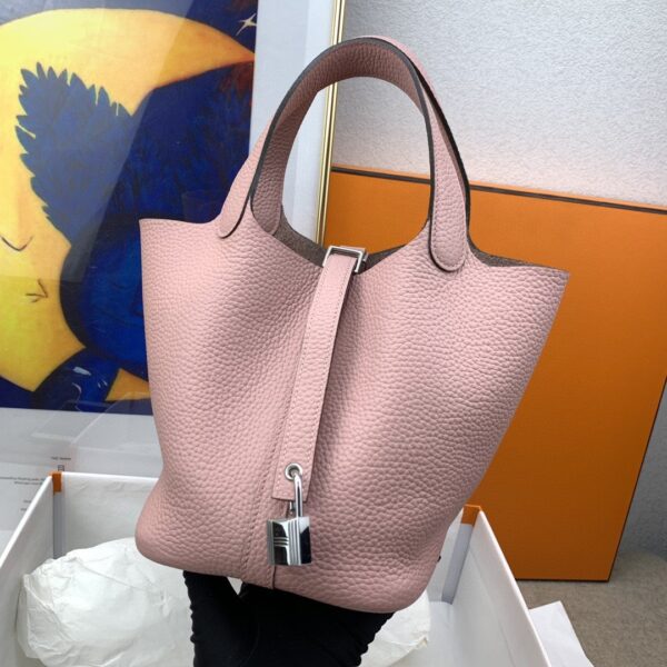 1:1 Replica Hermes Picotin Lock 18 Bag Light Pink With Silver-Toned Hardware For Women, Women's Handbags 7.1in/18cm