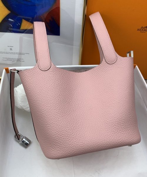 1:1 Replica Hermes Picotin Lock 18 Bag Light Pink With Silver-Toned Hardware For Women, Women's Handbags 7.1in/18cm