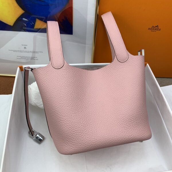 1:1 Replica Hermes Picotin Lock 18 Bag Light Pink With Silver-Toned Hardware For Women, Women's Handbags 7.1in/18cm